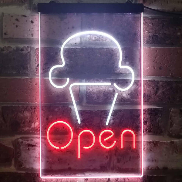 ADVPRO Open Ice Cream Shop Store Home Decor  Dual Color LED Neon Sign st6-i2185 - White & Red