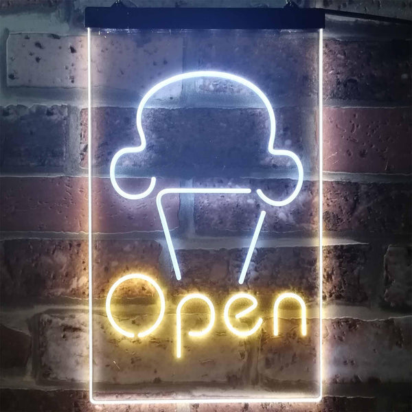 ADVPRO Open Ice Cream Shop Store Home Decor  Dual Color LED Neon Sign st6-i2185 - White & Yellow