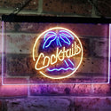 ADVPRO Cocktails Palm Tree Island Bar Pub Beer Club Dual Color LED Neon Sign st6-i2191 - Blue & Yellow