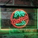 ADVPRO Cocktails Palm Tree Island Bar Pub Beer Club Dual Color LED Neon Sign st6-i2191 - Green & Red