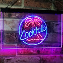 ADVPRO Cocktails Palm Tree Island Bar Pub Beer Club Dual Color LED Neon Sign st6-i2191 - Red & Blue