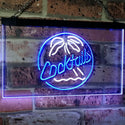 ADVPRO Cocktails Palm Tree Island Bar Pub Beer Club Dual Color LED Neon Sign st6-i2191 - White & Blue