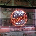 ADVPRO Cocktails Palm Tree Island Bar Pub Beer Club Dual Color LED Neon Sign st6-i2191 - White & Orange