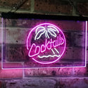 ADVPRO Cocktails Palm Tree Island Bar Pub Beer Club Dual Color LED Neon Sign st6-i2191 - White & Purple