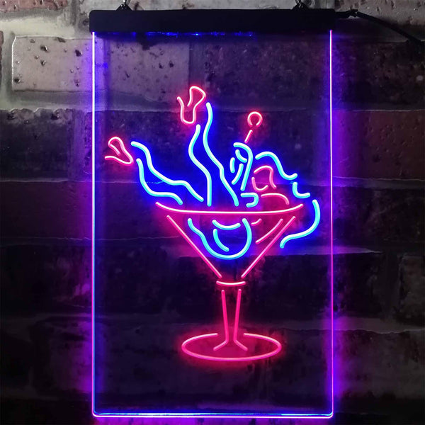 ADVPRO Lady in Cocktails Glass Bar Wine  Dual Color LED Neon Sign st6-i2192 - Red & Blue