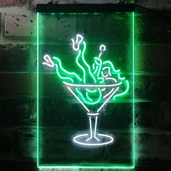 ADVPRO Lady in Cocktails Glass Bar Wine  Dual Color LED Neon Sign st6-i2192 - White & Green