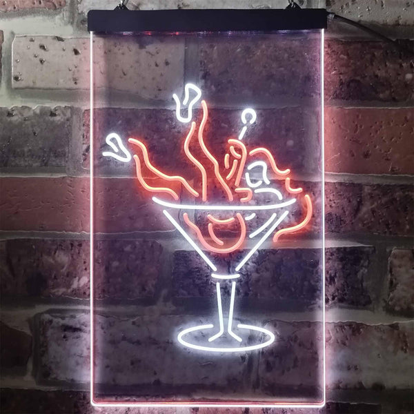 ADVPRO Lady in Cocktails Glass Bar Wine  Dual Color LED Neon Sign st6-i2192 - White & Orange