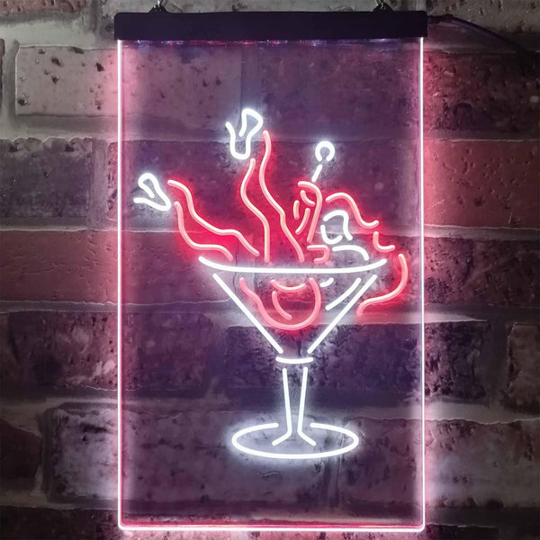 ADVPRO Lady in Cocktails Glass Bar Wine  Dual Color LED Neon Sign st6-i2192 - White & Red
