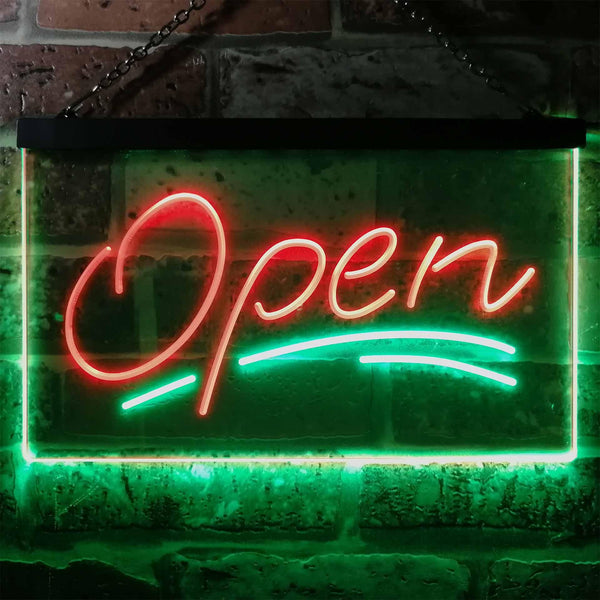 ADVPRO Open Script Display Bar Club Dual Color LED Neon Sign st6-i2199 - Green & Red