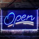 ADVPRO Open Script Display Bar Club Dual Color LED Neon Sign st6-i2199 - White & Blue