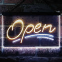 ADVPRO Open Script Display Bar Club Dual Color LED Neon Sign st6-i2199 - White & Yellow