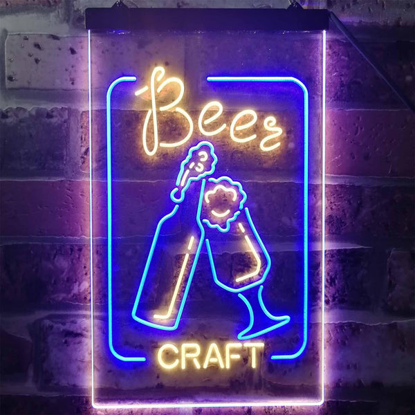 ADVPRO Craft Beer Bar Man Cave Garage Display  Dual Color LED Neon Sign st6-i2270 - Blue & Yellow