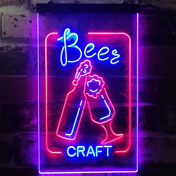ADVPRO Craft Beer Bar Man Cave Garage Display  Dual Color LED Neon Sign st6-i2270 - Red & Blue