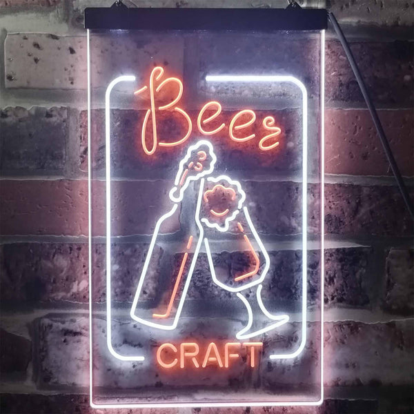 ADVPRO Craft Beer Bar Man Cave Garage Display  Dual Color LED Neon Sign st6-i2270 - White & Orange
