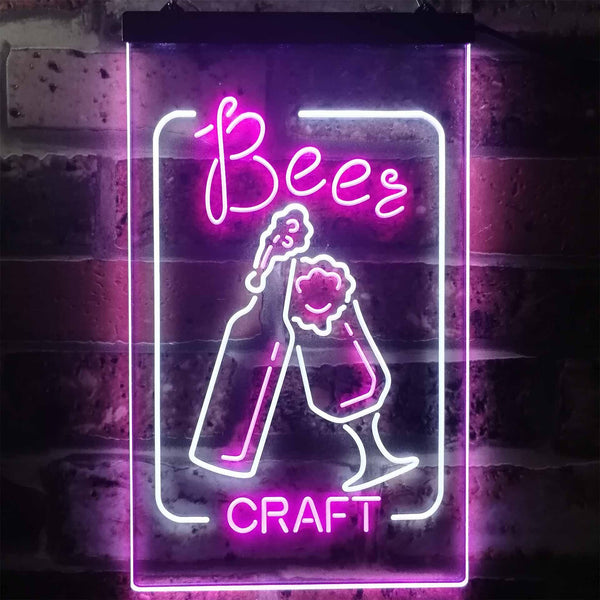 ADVPRO Craft Beer Bar Man Cave Garage Display  Dual Color LED Neon Sign st6-i2270 - White & Purple