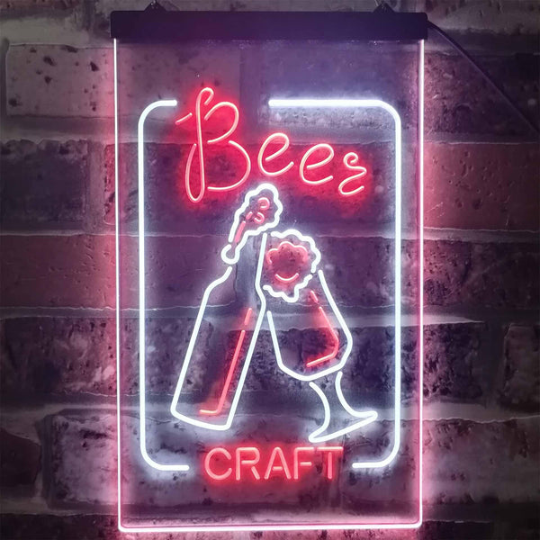 ADVPRO Craft Beer Bar Man Cave Garage Display  Dual Color LED Neon Sign st6-i2270 - White & Red
