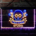 ADVPRO Tattoo Studio Skull Display Wall Decor Dual Color LED Neon Sign st6-i2297 - Blue & Yellow