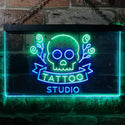 ADVPRO Tattoo Studio Skull Display Wall Decor Dual Color LED Neon Sign st6-i2297 - Green & Blue