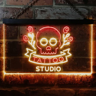ADVPRO Tattoo Studio Skull Display Wall Decor Dual Color LED Neon Sign st6-i2297 - Red & Yellow