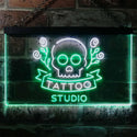 ADVPRO Tattoo Studio Skull Display Wall Decor Dual Color LED Neon Sign st6-i2297 - White & Green