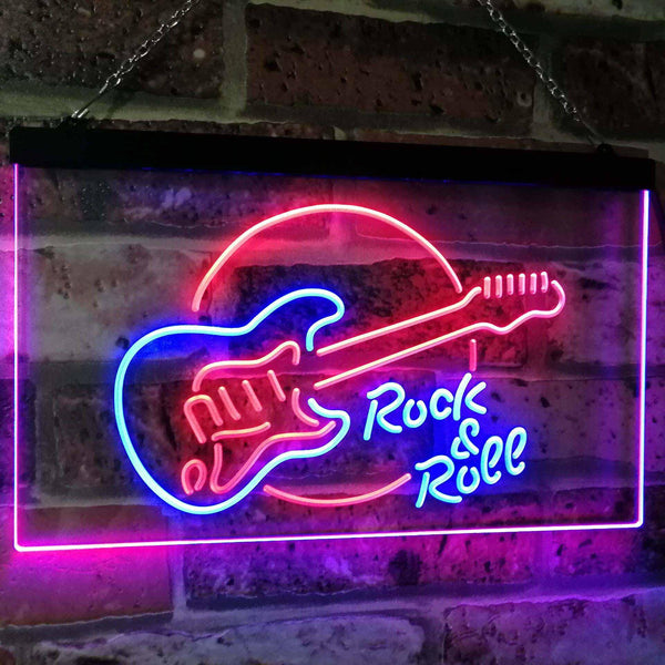 ADVPRO Rock & Roll Electric Guitar Band Room Music Dual Color LED Neon Sign st6-i2303 - Blue & Red