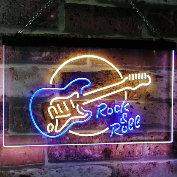 ADVPRO Rock & Roll Electric Guitar Band Room Music Dual Color LED Neon Sign st6-i2303 - Blue & Yellow