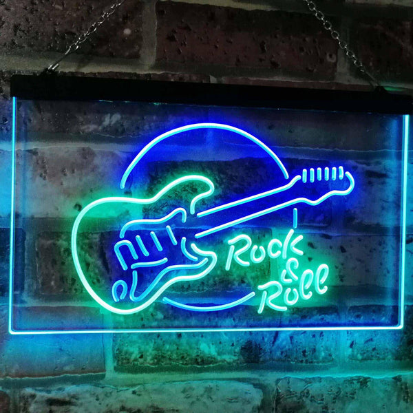 ADVPRO Rock & Roll Electric Guitar Band Room Music Dual Color LED Neon Sign st6-i2303 - Green & Blue