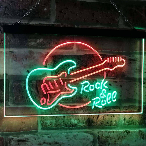 ADVPRO Rock & Roll Electric Guitar Band Room Music Dual Color LED Neon Sign st6-i2303 - Green & Red