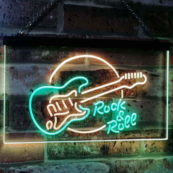 ADVPRO Rock & Roll Electric Guitar Band Room Music Dual Color LED Neon Sign st6-i2303 - Green & Yellow