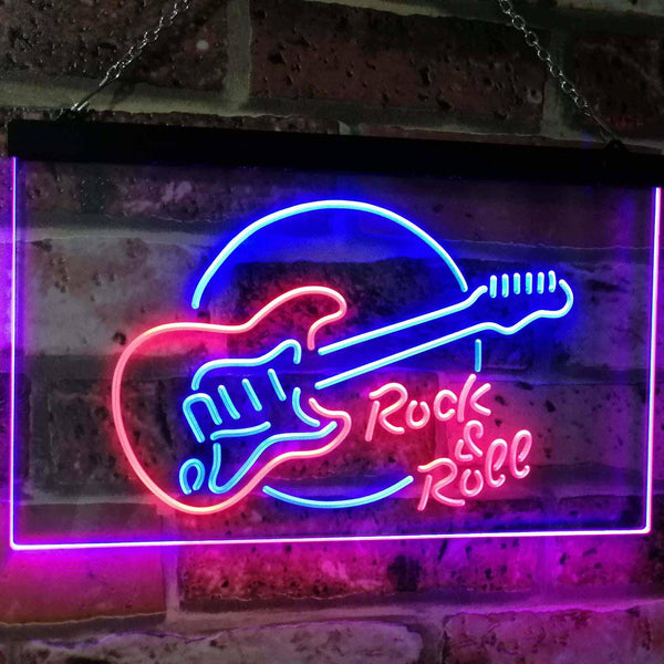 ADVPRO Rock & Roll Electric Guitar Band Room Music Dual Color LED Neon Sign st6-i2303 - Red & Blue