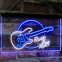 ADVPRO Rock & Roll Electric Guitar Band Room Music Dual Color LED Neon Sign st6-i2303 - White & Blue