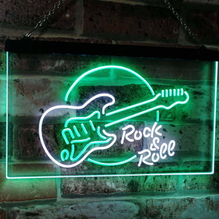 ADVPRO Rock & Roll Electric Guitar Band Room Music Dual Color LED Neon Sign st6-i2303 - White & Green