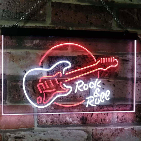 ADVPRO Rock & Roll Electric Guitar Band Room Music Dual Color LED Neon Sign st6-i2303 - White & Red