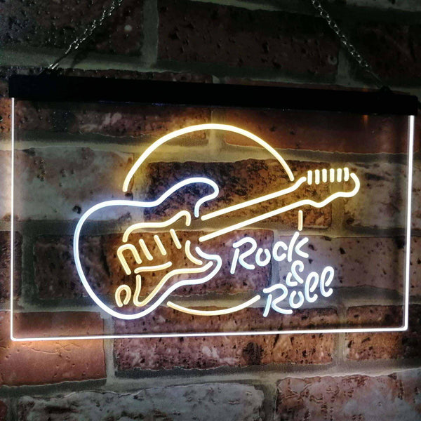 ADVPRO Rock & Roll Electric Guitar Band Room Music Dual Color LED Neon Sign st6-i2303 - White & Yellow
