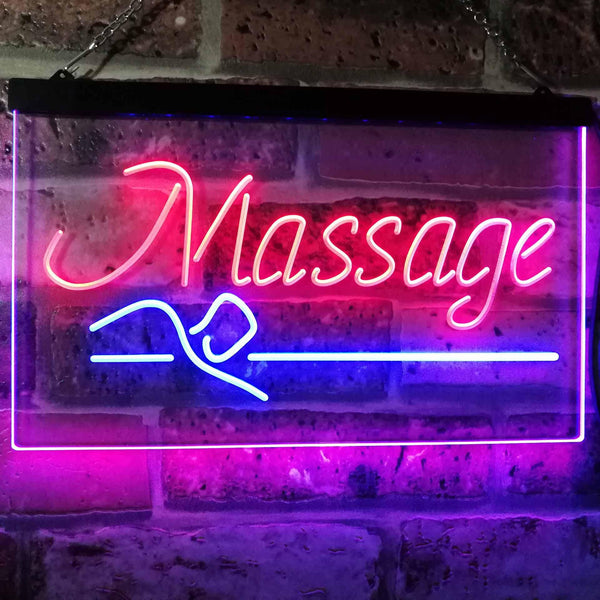 ADVPRO Massage Therapy Open Display Shop Decoration Dual Color LED Neon Sign st6-i2320 - Blue & Red