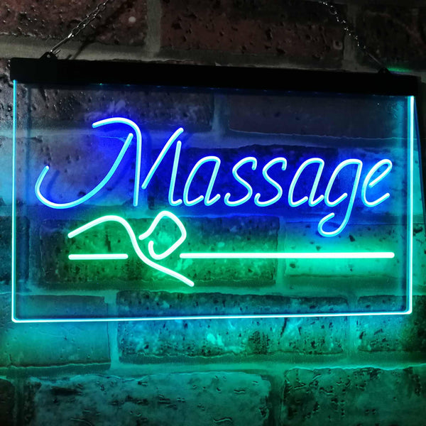 ADVPRO Massage Therapy Open Display Shop Decoration Dual Color LED Neon Sign st6-i2320 - Green & Blue
