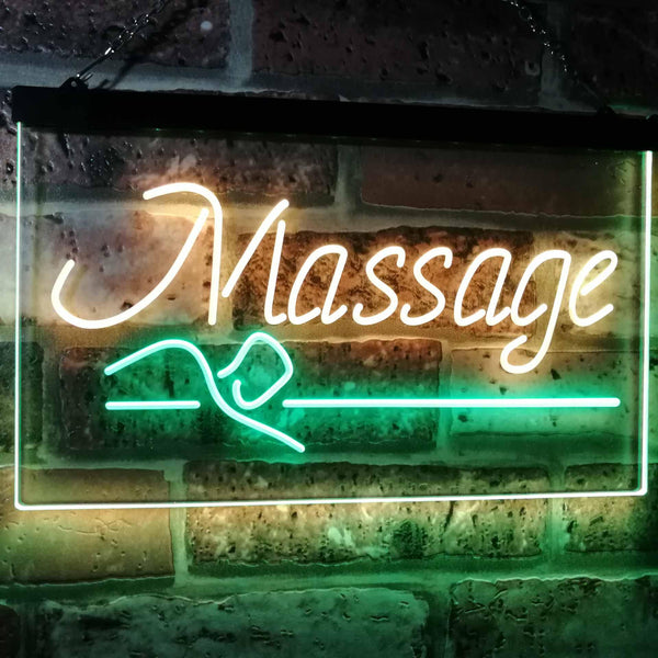 ADVPRO Massage Therapy Open Display Shop Decoration Dual Color LED Neon Sign st6-i2320 - Green & Yellow