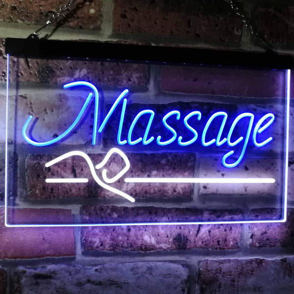 ADVPRO Massage Therapy Open Display Shop Decoration Dual Color LED Neon Sign st6-i2320 - White & Blue
