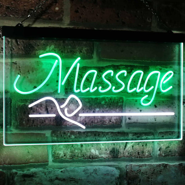 ADVPRO Massage Therapy Open Display Shop Decoration Dual Color LED Neon Sign st6-i2320 - White & Green