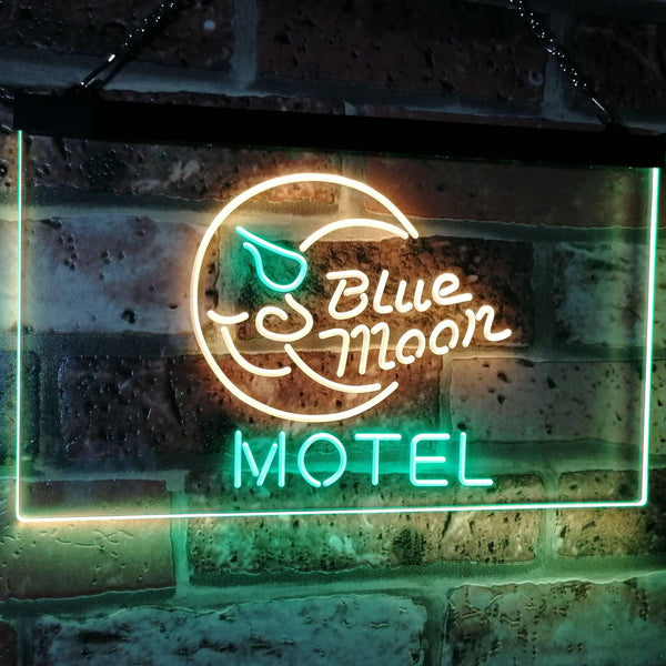 ADVPRO Blue Moon Motel Bar Pub Club Dual Color LED Neon Sign st6-i2333 - Green & Yellow