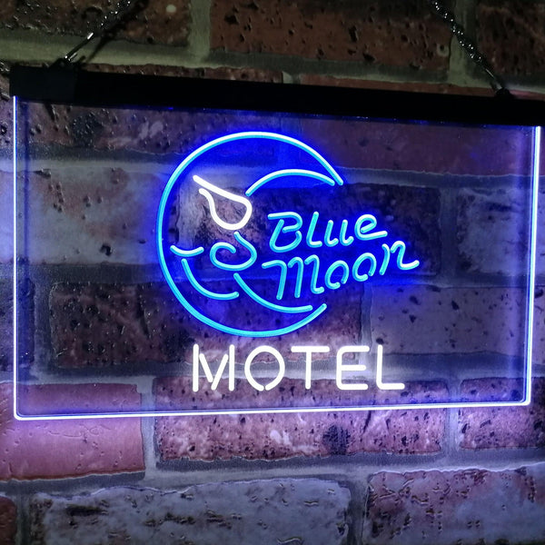 ADVPRO Blue Moon Motel Bar Pub Club Dual Color LED Neon Sign st6-i2333 - White & Blue