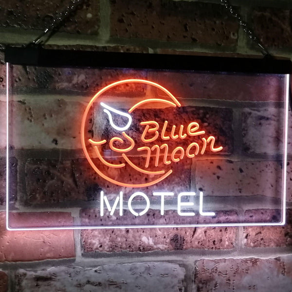 ADVPRO Blue Moon Motel Bar Pub Club Dual Color LED Neon Sign st6-i2333 - White & Orange