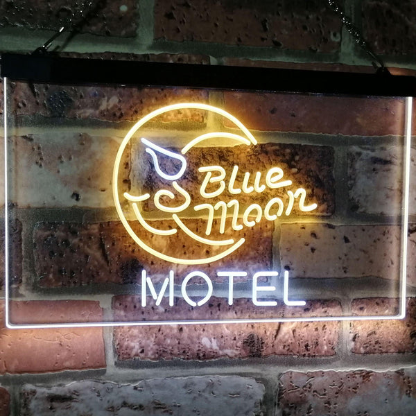 ADVPRO Blue Moon Motel Bar Pub Club Dual Color LED Neon Sign st6-i2333 - White & Yellow