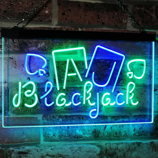 ADVPRO Blackjack Poker Casino Game Room Man Cave Display Dual Color LED Neon Sign st6-i2334 - Green & Blue