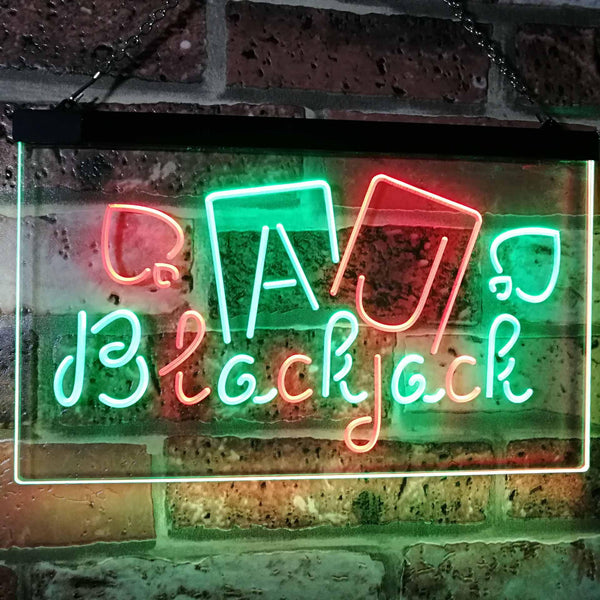 ADVPRO Blackjack Poker Casino Game Room Man Cave Display Dual Color LED Neon Sign st6-i2334 - Green & Red