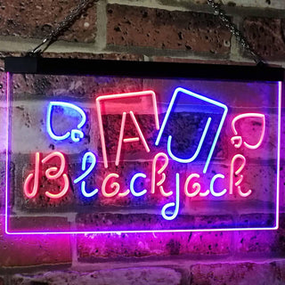 ADVPRO Blackjack Poker Casino Game Room Man Cave Display Dual Color LED Neon Sign st6-i2334 - Red & Blue