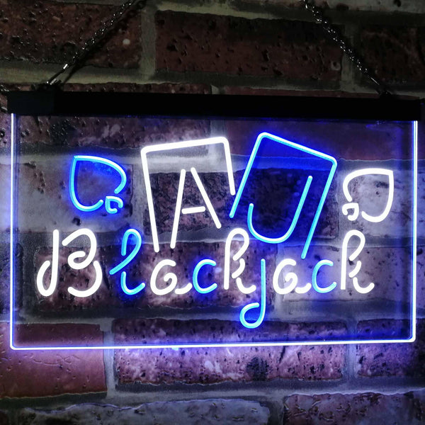 ADVPRO Blackjack Poker Casino Game Room Man Cave Display Dual Color LED Neon Sign st6-i2334 - White & Blue