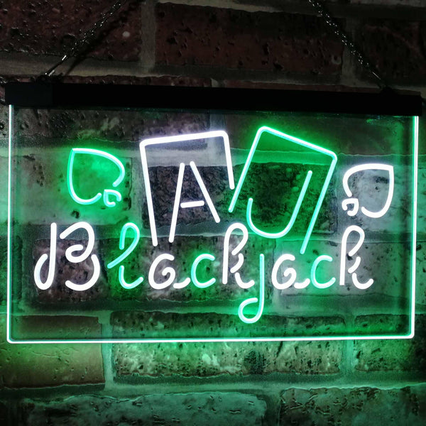 ADVPRO Blackjack Poker Casino Game Room Man Cave Display Dual Color LED Neon Sign st6-i2334 - White & Green