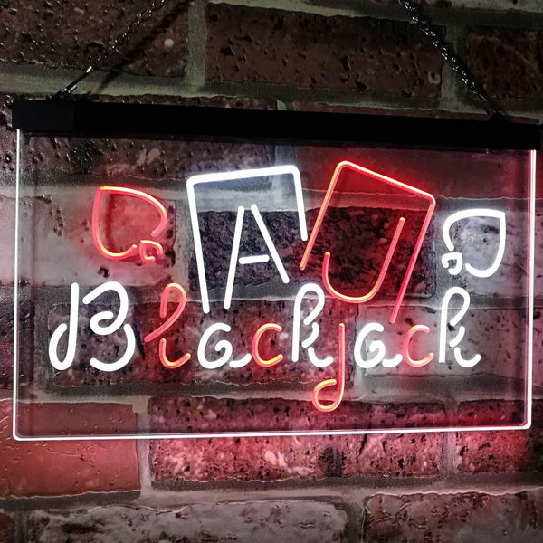 ADVPRO Blackjack Poker Casino Game Room Man Cave Display Dual Color LED Neon Sign st6-i2334 - White & Red