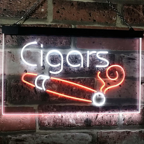 ADVPRO Cigars Lover Room Decor Dual Color LED Neon Sign st6-i2335 - White & Orange